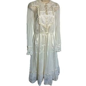 Rare Vtg 70’s Gunne Sax Jessica San Francisco lace overlay beaded bodice dress!